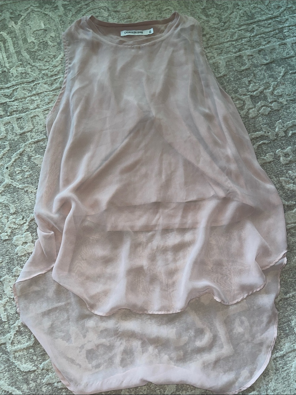 Calvin Klein Jeans Blush Sheer High-Low Layered Tank Top